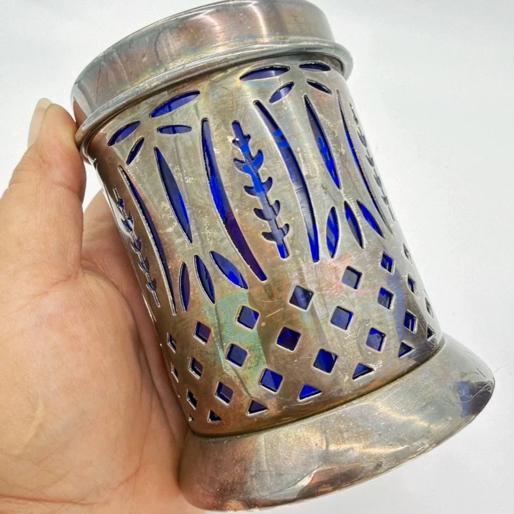 Avon Royal Sapphire Cobalt Blue Glass Creamer & Sugar Bowl Set VTG